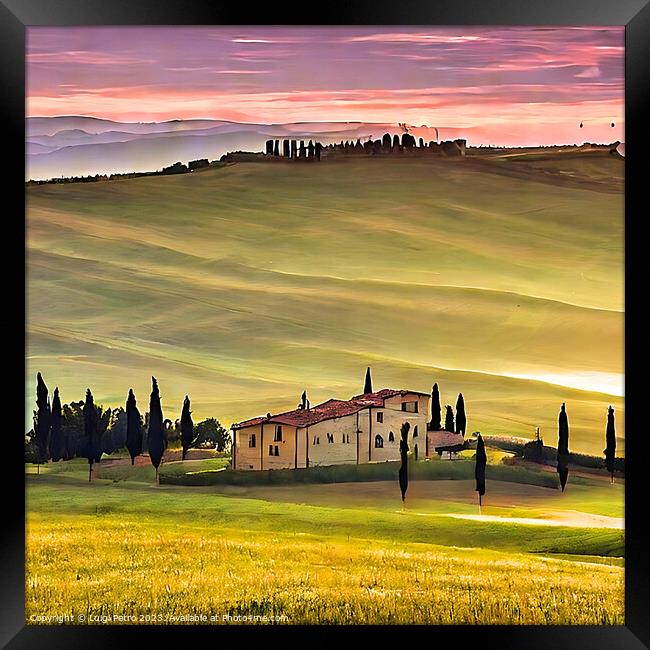 Quintessential Tuscan Panorama Framed Print by Luigi Petro