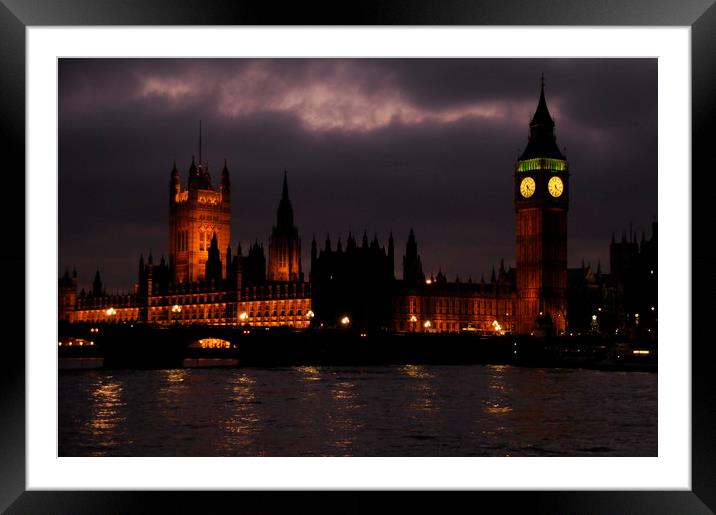 Stormy night over Westminster,London Framed Mounted Print by Luigi Petro