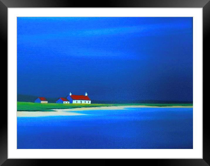  Little white house with a red roof  on the beach Framed Mounted Print by Sue Bottomley