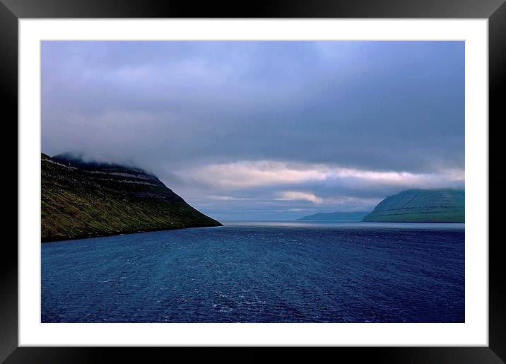 Leaving the Faroe Islands by Sea  Framed Mounted Print by Sue Bottomley