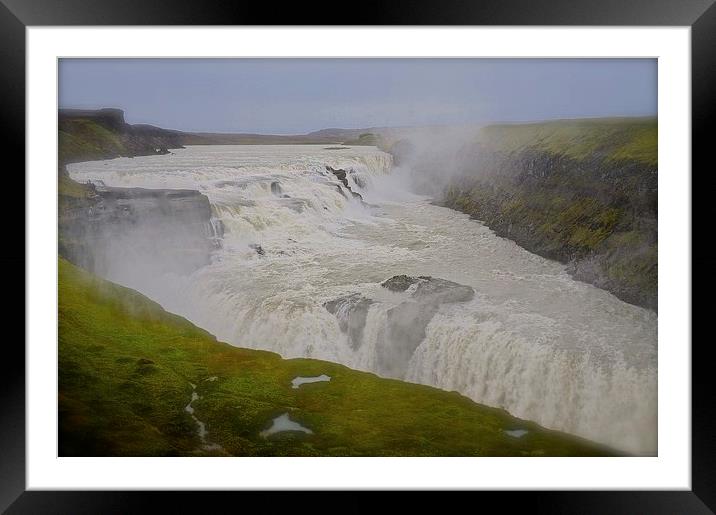  Gullfoss ( Golden Falls ) Iceland. Framed Mounted Print by Sue Bottomley