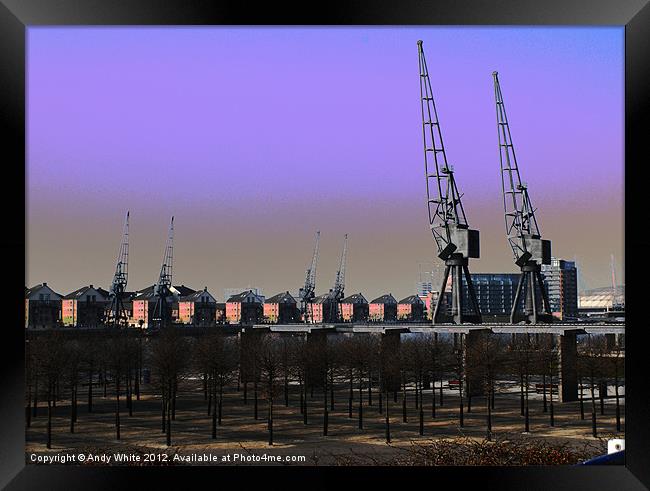 Towards Millenium Dome from Docklands Framed Print by Andy White