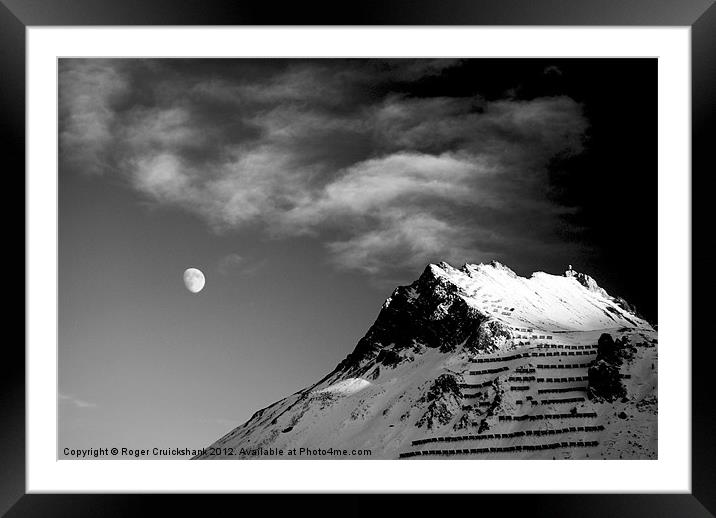 French Alps Tignes B&W Framed Mounted Print by Roger Cruickshank