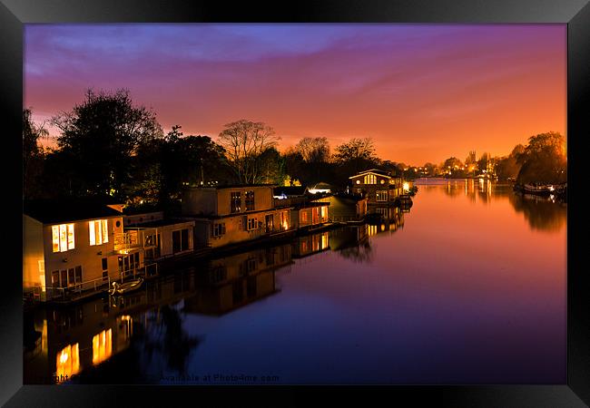 Sunset at Kingston upon Thames Framed Print by Junwei Chu