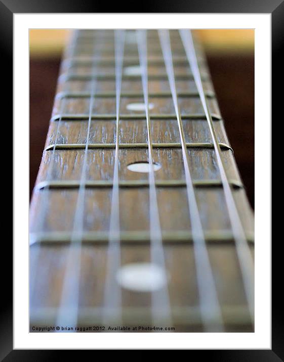Guitar Neck and Strings Framed Mounted Print by Brian  Raggatt