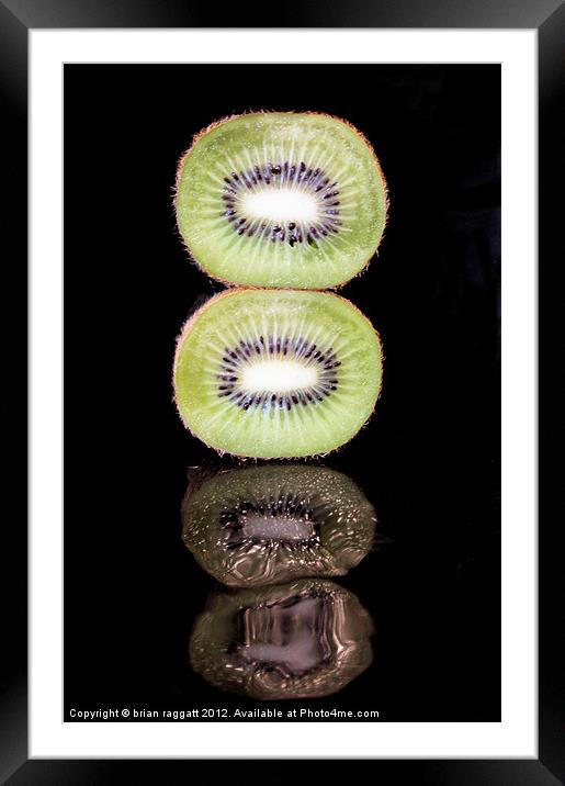 Kiwi on Black Framed Mounted Print by Brian  Raggatt