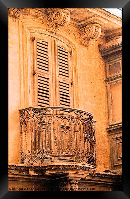 Maltese Balcony Framed Print by Brian  Raggatt