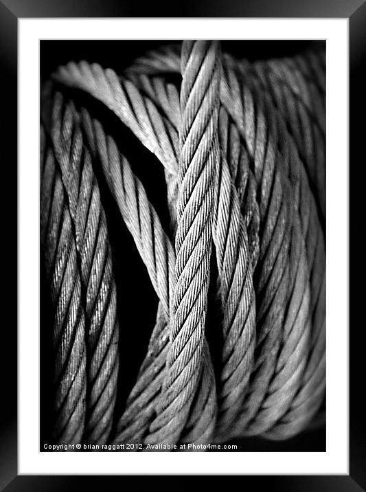 Metal Cable BW Framed Mounted Print by Brian  Raggatt