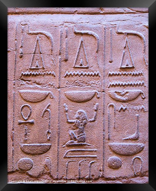 Luxor temple carving 4 Framed Print by Brian  Raggatt
