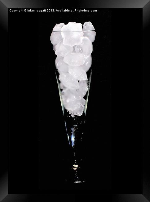 Icecubes in Wine Glass on Black Framed Print by Brian  Raggatt