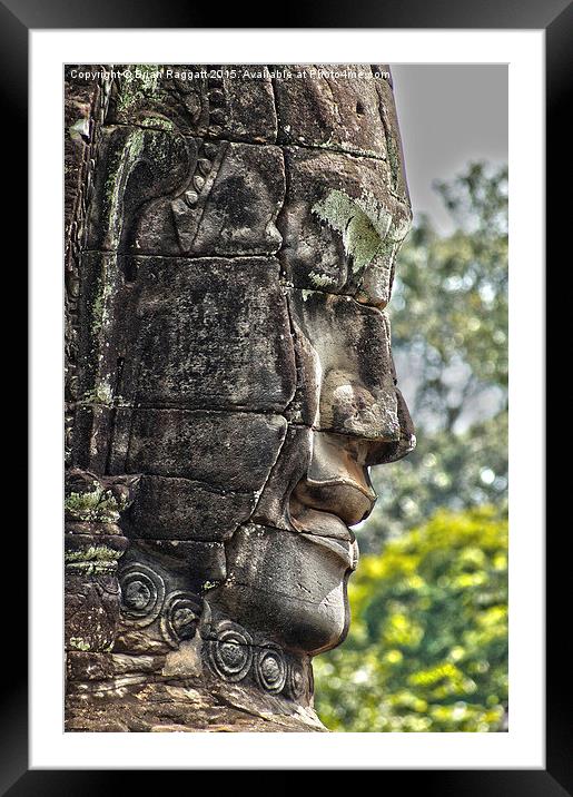  Carved Head Angkor Cambodia Framed Mounted Print by Brian  Raggatt