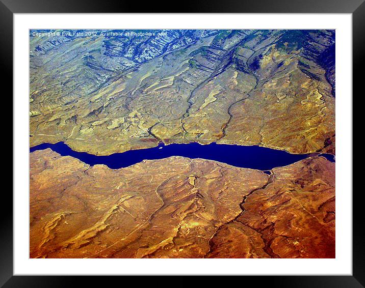 Lake Mead from Air Framed Mounted Print by Eva Kato