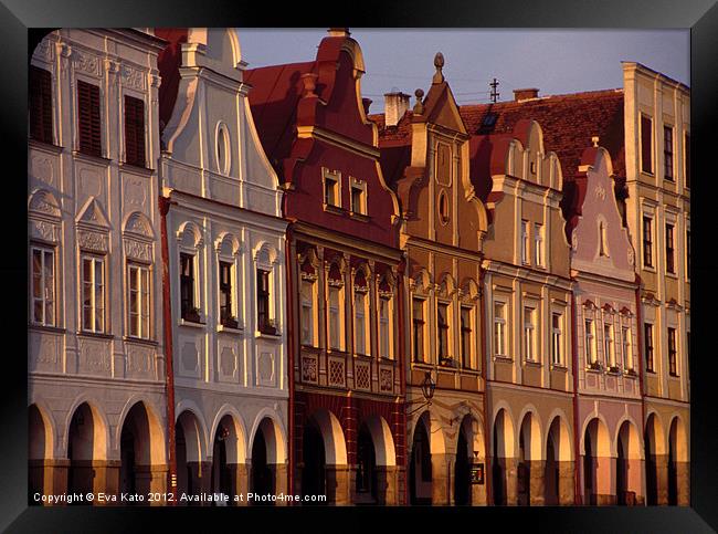 Glowing Arches in Telc Framed Print by Eva Kato