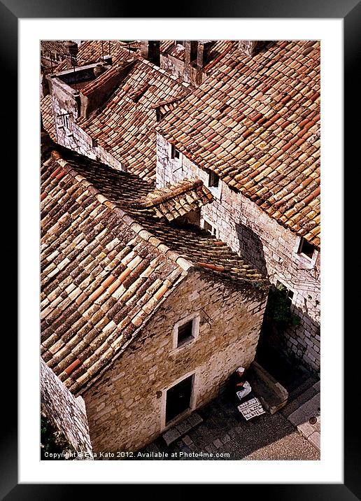 Dubrovnik Rooftops Framed Mounted Print by Eva Kato