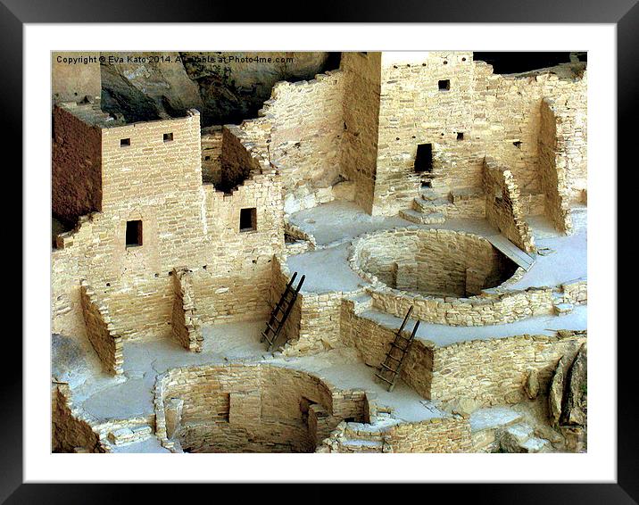 Cave Dwellings at Mesa Verde Framed Mounted Print by Eva Kato