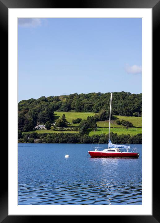 Red boat on Bala lake Llyn Tegid Wales Framed Mounted Print by Phil Crean