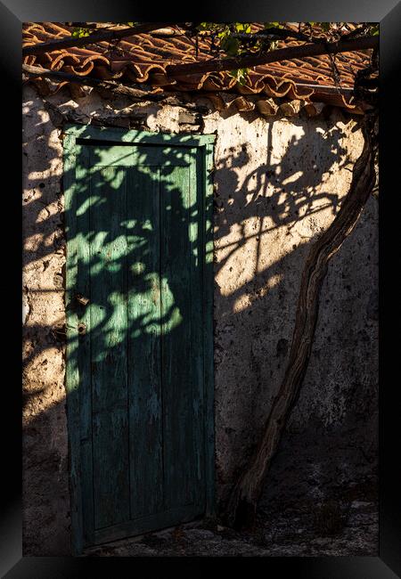 Vine shadow over rustic building Tenerife Framed Print by Phil Crean