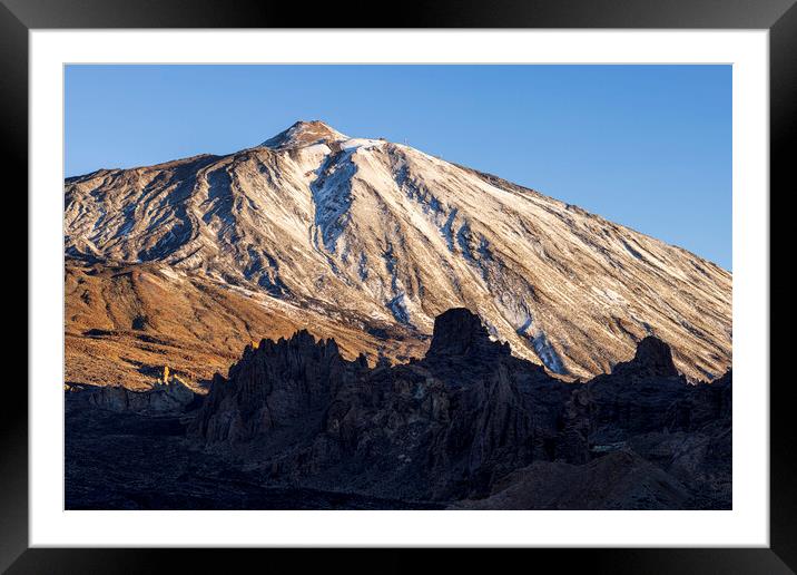 Snow covered Mount Teide Tenerife Framed Mounted Print by Phil Crean