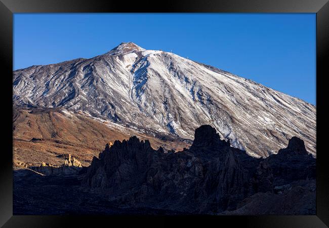Snow covered Mount Teide Tenerife Framed Print by Phil Crean