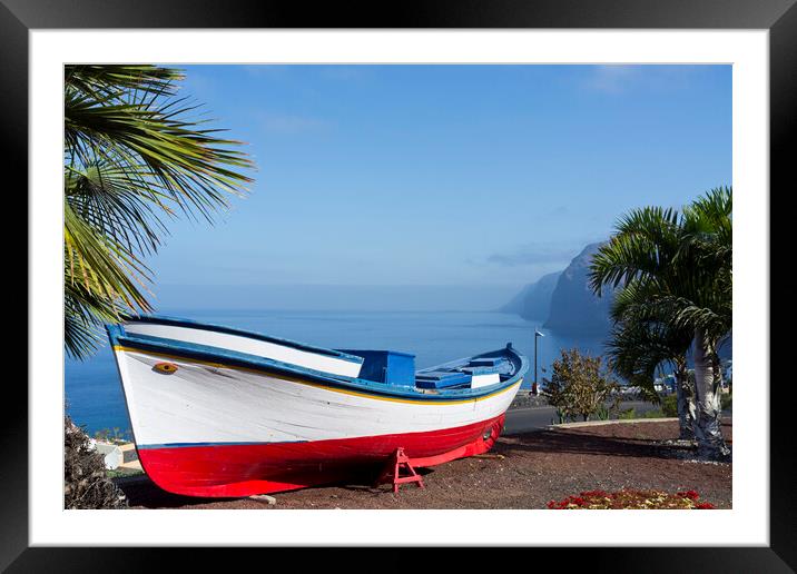 Boat at viewpoint over Los Gigantes, Tenerife Framed Mounted Print by Phil Crean