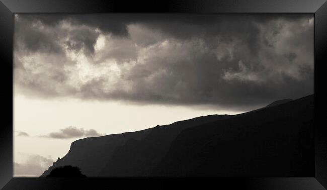 Los Gigantes cliffs, monochrome Framed Print by Phil Crean