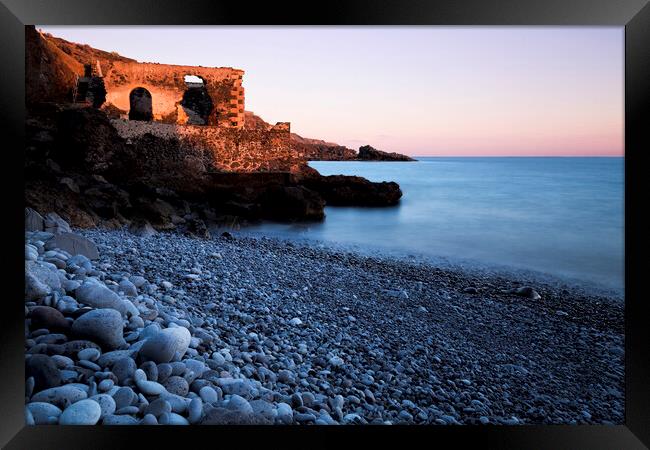 Old pumphouse at sunset on the beach, Tenerife Framed Print by Phil Crean