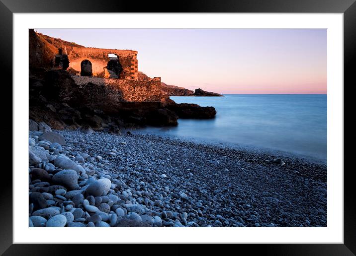 Old pumphouse at sunset on the beach, Tenerife Framed Mounted Print by Phil Crean