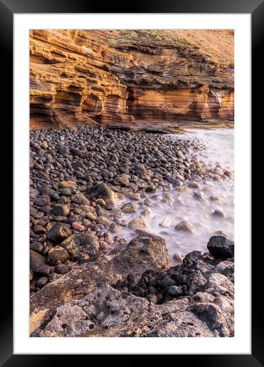 Shoreline at dawn, Amarilla mountain, Tenerife Framed Mounted Print by Phil Crean