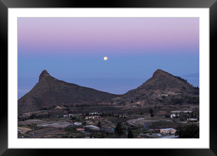 Full moon Tenerife dawn Framed Mounted Print by Phil Crean