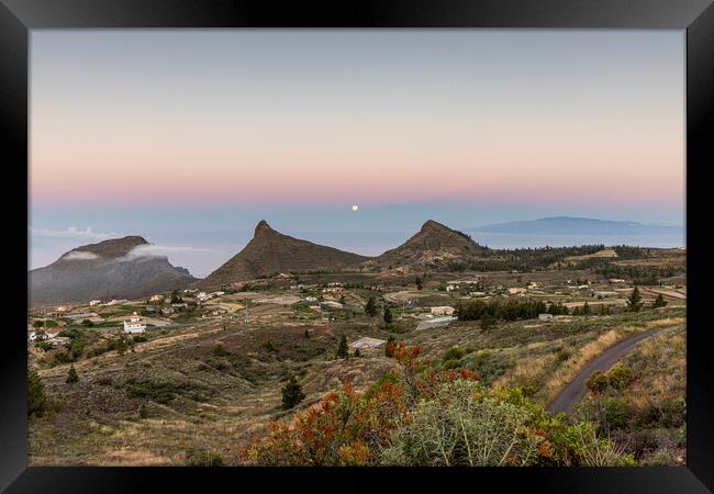 Full moon Tenerife dawn Framed Print by Phil Crean
