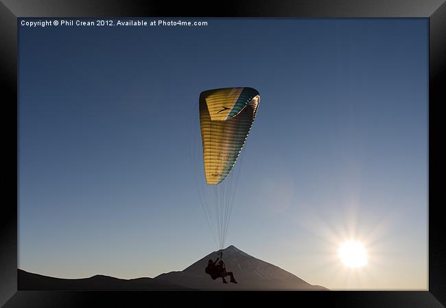 Paragliding over Teide Tenerife Framed Print by Phil Crean