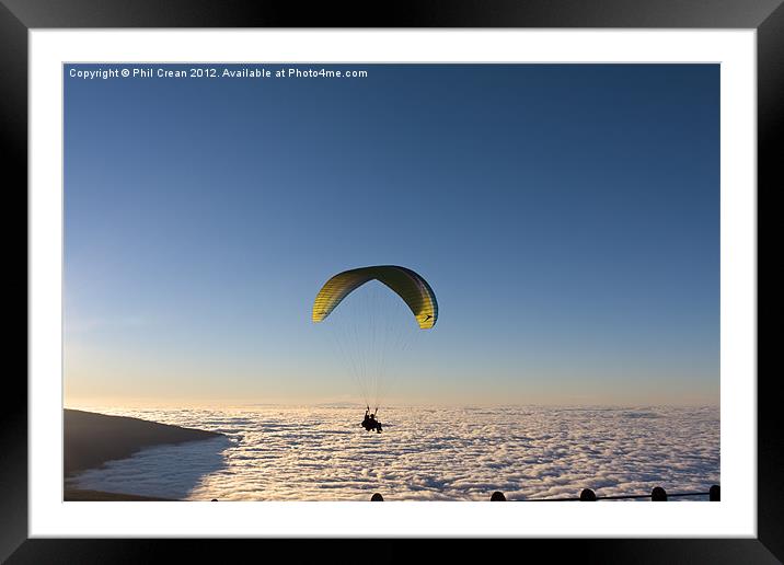 Paraglider above the clouds, Tenerife Framed Mounted Print by Phil Crean