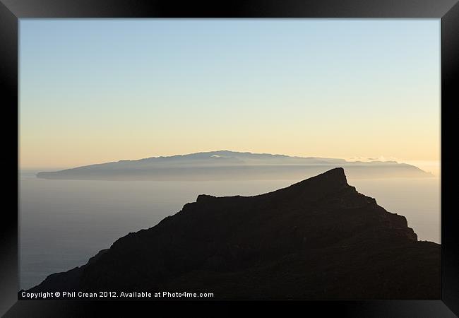La Gomera at sunset from Tenerife Framed Print by Phil Crean