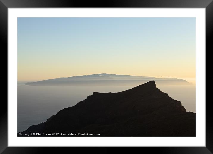 La Gomera at sunset from Tenerife Framed Mounted Print by Phil Crean