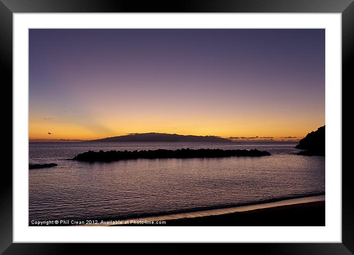 Sunset over Gomera, from Tenerife Framed Mounted Print by Phil Crean