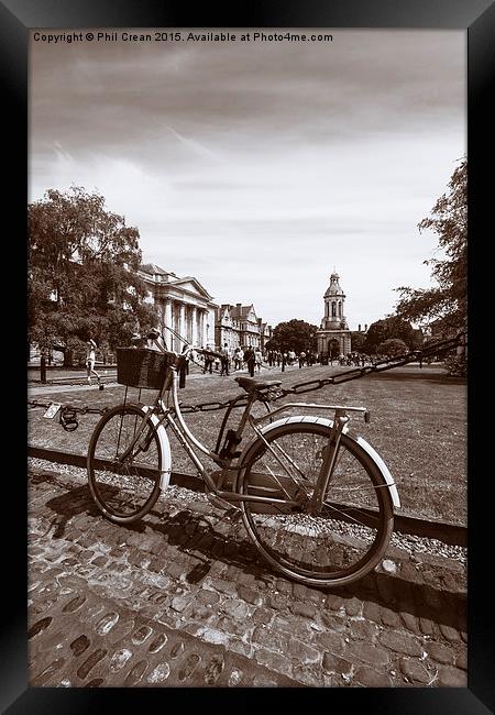 Student transport, bicycle in Trinity College Dubl Framed Print by Phil Crean