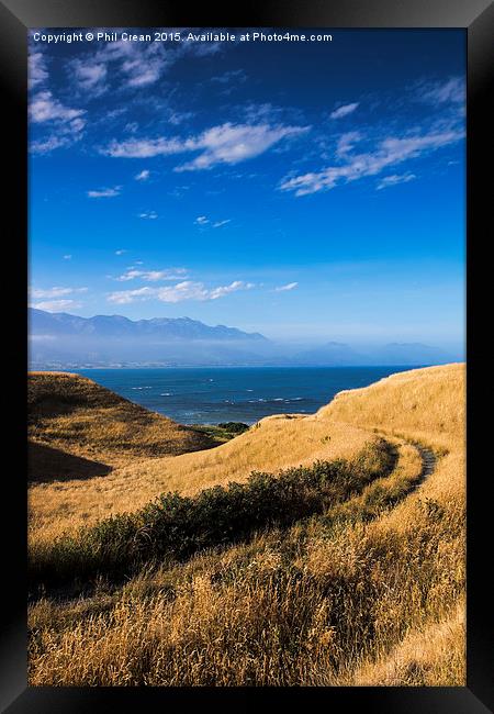 Kaikoura peninsula in evening light, New Zealand. Framed Print by Phil Crean