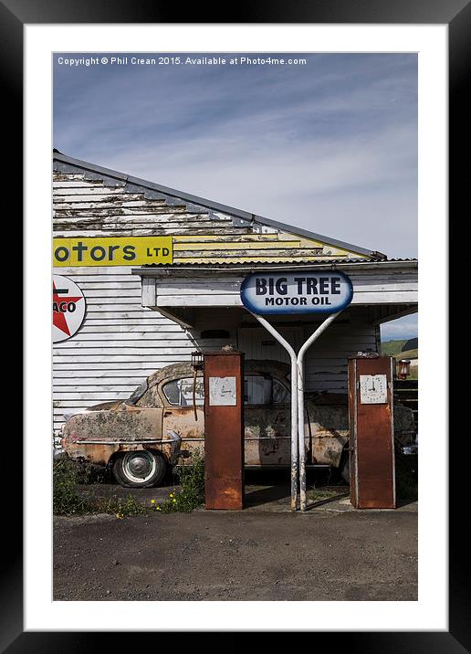  Abandoned petrol station, New Zealand Framed Mounted Print by Phil Crean