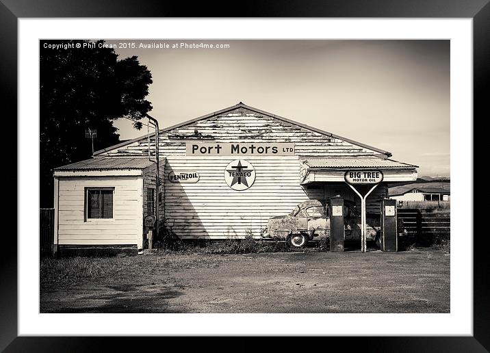  Disused petrol station 1, New Zealand Framed Mounted Print by Phil Crean