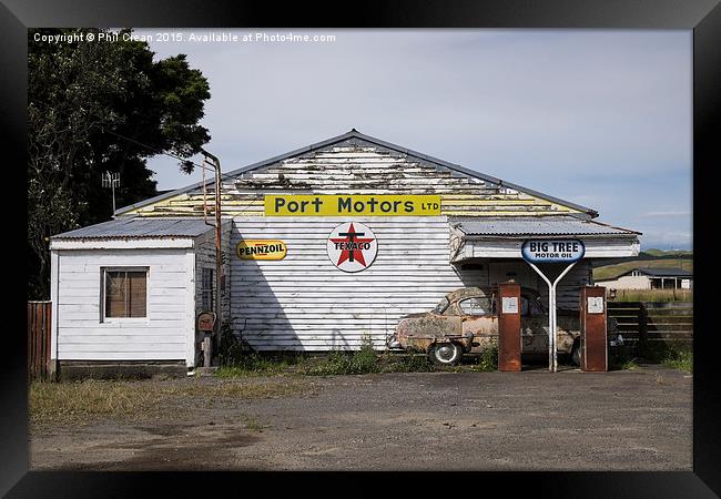  Disused petrol station New Zealand Framed Print by Phil Crean