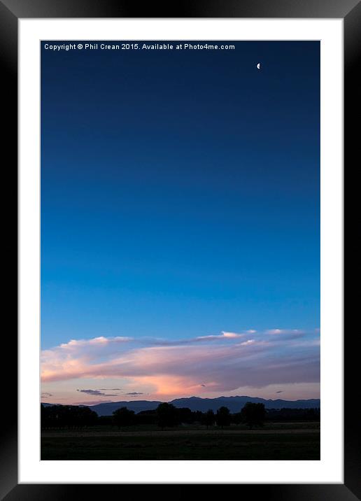  Half moon twilight, New Zealand Framed Mounted Print by Phil Crean