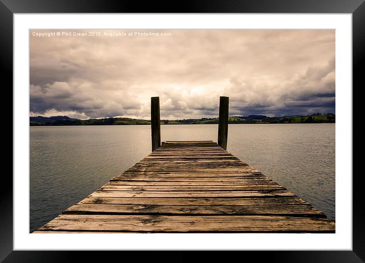  Waterfront jetty, New Zealand Framed Mounted Print by Phil Crean
