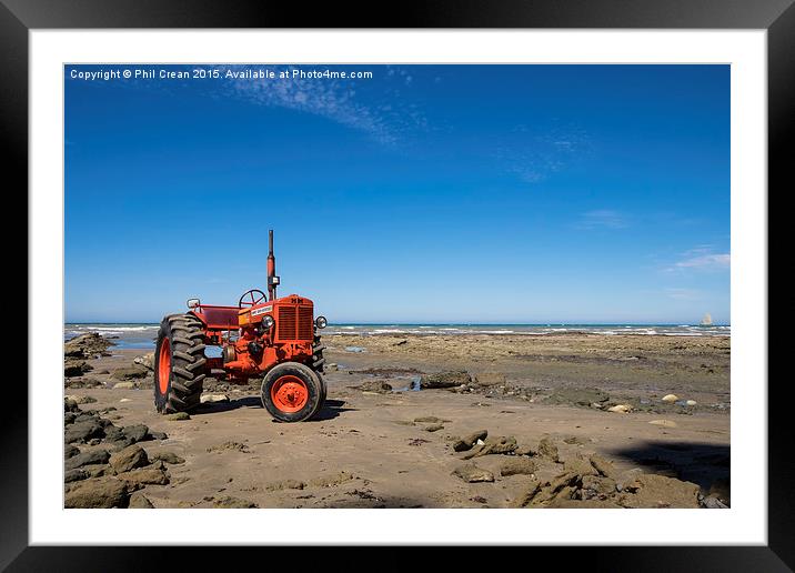  Red tractor, on beach at Cape Kidnappers, New Zea Framed Mounted Print by Phil Crean