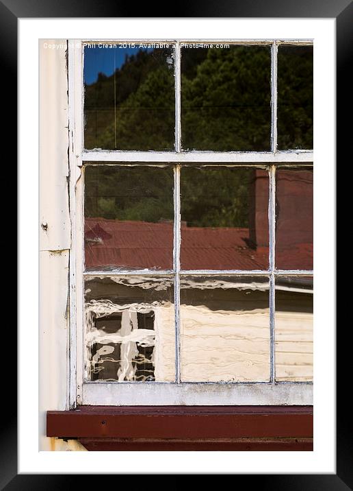  Distorted reflection in old glass, New Zealand Framed Mounted Print by Phil Crean