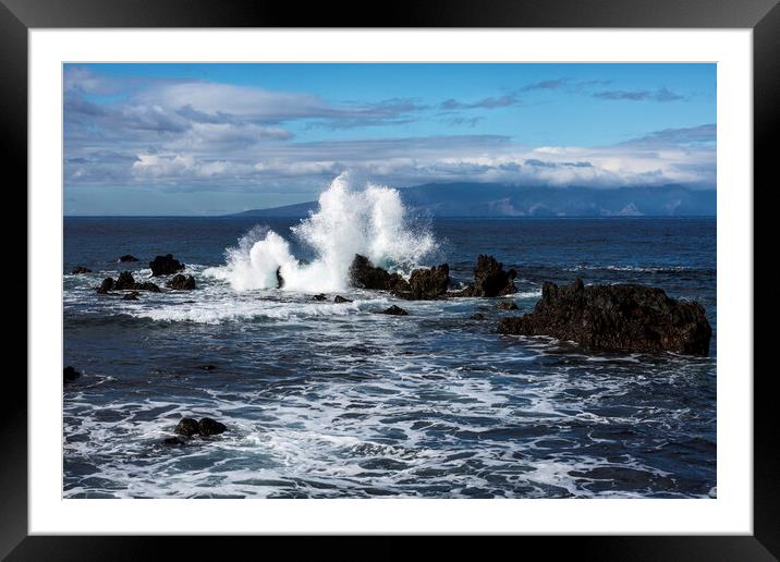 Wave crashing over rocks, Tenerife Framed Mounted Print by Phil Crean