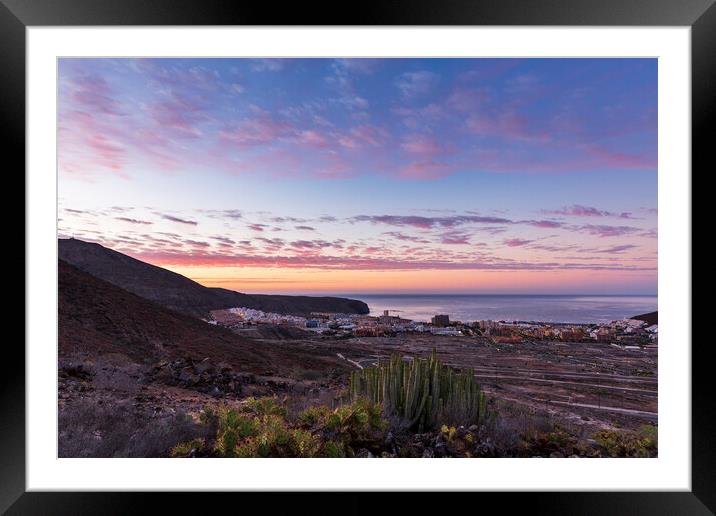 Westerly view at dawn, Los Cristianos, Tenerife Framed Mounted Print by Phil Crean
