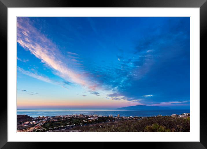 Dawn sky over Los Cristianos, Tenerife Framed Mounted Print by Phil Crean