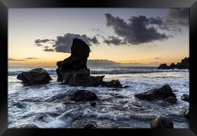 Incoming tide and rocks Framed Print by Phil Crean
