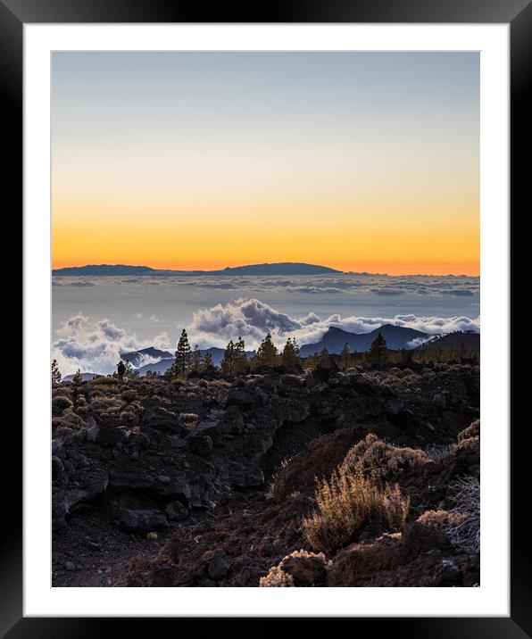 Yellow sunset over La Palma Framed Mounted Print by Phil Crean