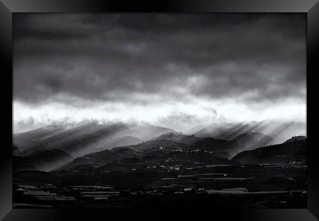 Sunburst through clouds, Tenerife Framed Print by Phil Crean